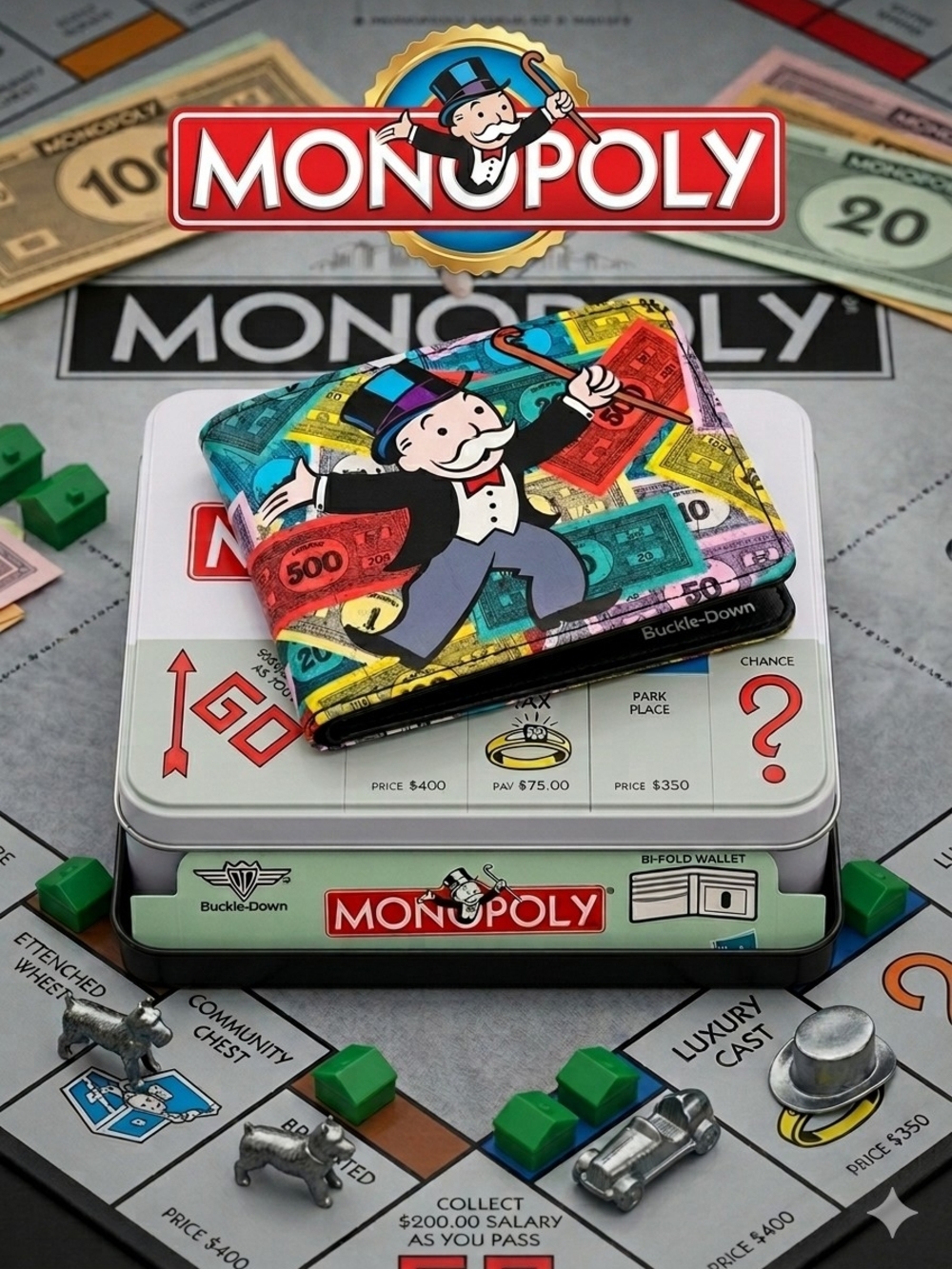 VINTAGE Mr. Monopoly BI-FOLD WALLET MONOPOLY Collectible By BUCKLE-DOWN